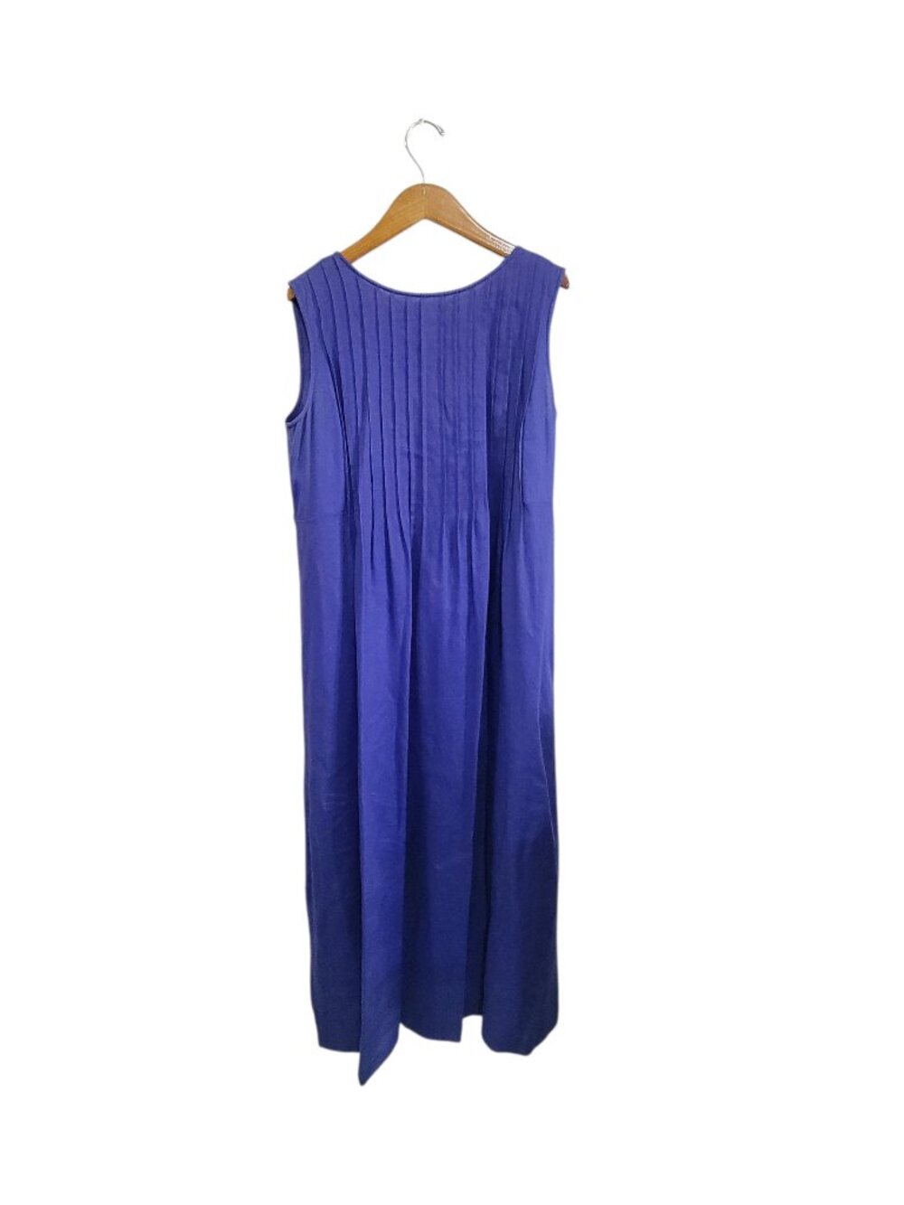 Liz Claiborne Liz Now 100% Linen Maxi Dress Womens 4 Blue Purple Button Back Vtg